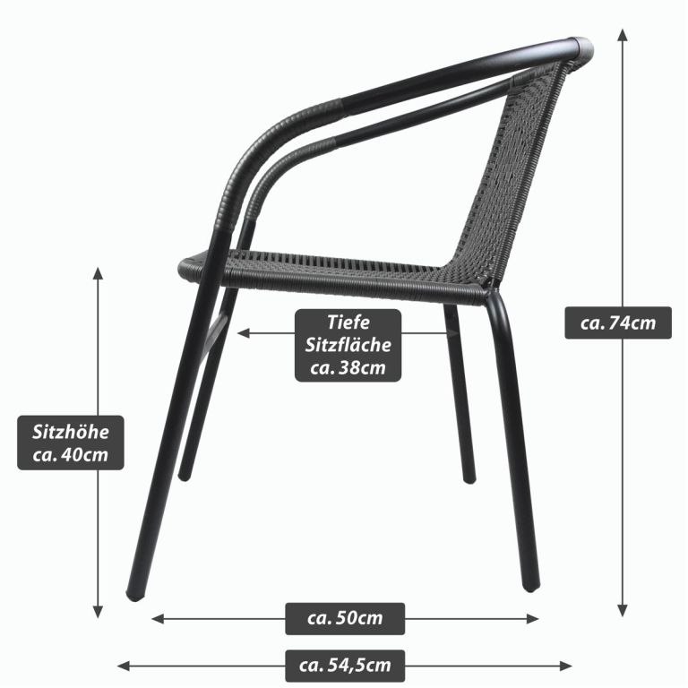 Zestaw krzeseł ogrodowych bistro, szare, 2 szt